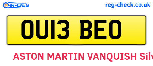 OU13BEO are the vehicle registration plates.