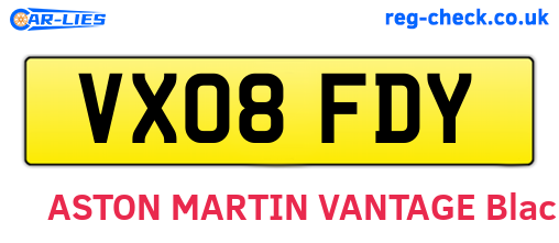 VX08FDY are the vehicle registration plates.