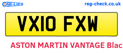 VX10FXW are the vehicle registration plates.
