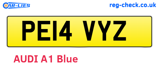 PE14VYZ are the vehicle registration plates.