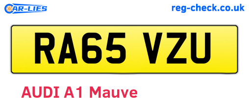 RA65VZU are the vehicle registration plates.