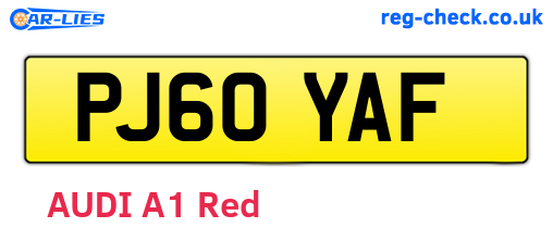 PJ60YAF are the vehicle registration plates.