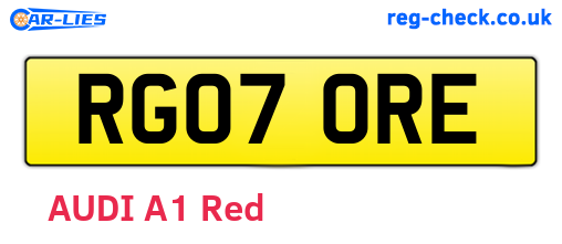 RG07ORE are the vehicle registration plates.