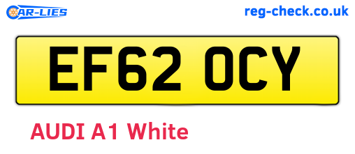 EF62OCY are the vehicle registration plates.