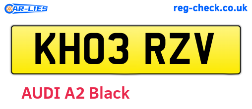 KH03RZV are the vehicle registration plates.