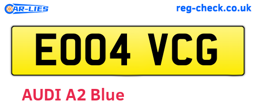 EO04VCG are the vehicle registration plates.