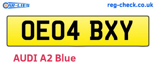 OE04BXY are the vehicle registration plates.