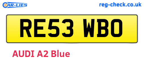 RE53WBO are the vehicle registration plates.