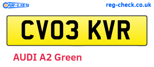 CV03KVR are the vehicle registration plates.