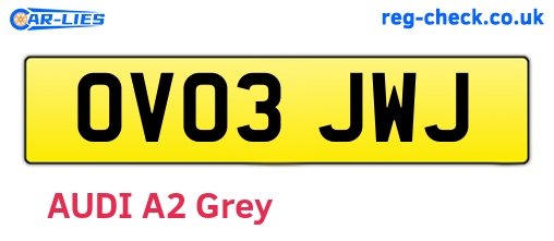 OV03JWJ are the vehicle registration plates.