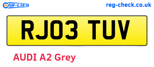 RJ03TUV are the vehicle registration plates.