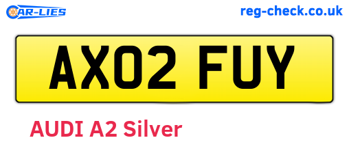 AX02FUY are the vehicle registration plates.