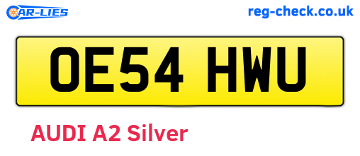 OE54HWU are the vehicle registration plates.