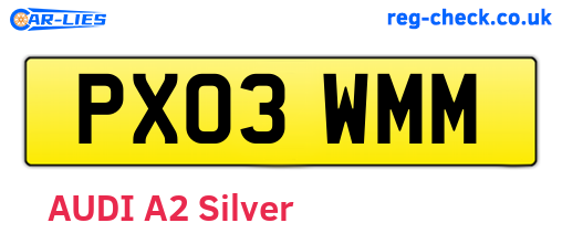 PX03WMM are the vehicle registration plates.