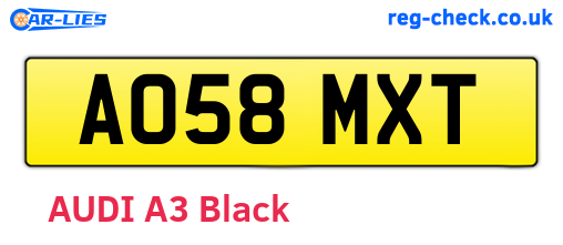 AO58MXT are the vehicle registration plates.