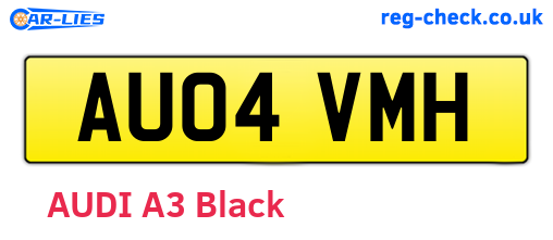 AU04VMH are the vehicle registration plates.