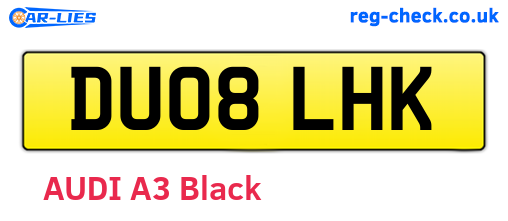 DU08LHK are the vehicle registration plates.