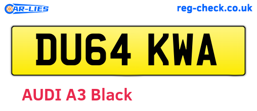 DU64KWA are the vehicle registration plates.