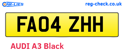 FA04ZHH are the vehicle registration plates.