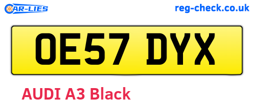 OE57DYX are the vehicle registration plates.