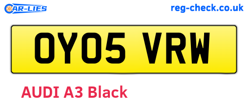OY05VRW are the vehicle registration plates.