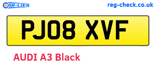 PJ08XVF are the vehicle registration plates.