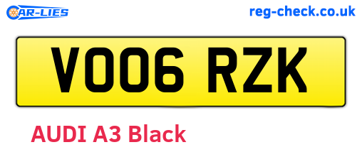 VO06RZK are the vehicle registration plates.