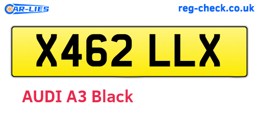 X462LLX are the vehicle registration plates.