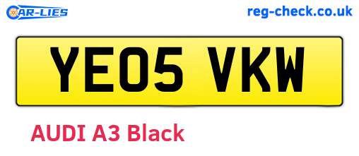 YE05VKW are the vehicle registration plates.