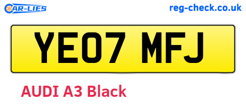 YE07MFJ are the vehicle registration plates.