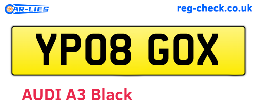 YP08GOX are the vehicle registration plates.