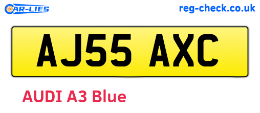 AJ55AXC are the vehicle registration plates.