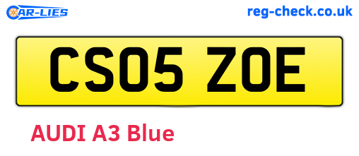 CS05ZOE are the vehicle registration plates.