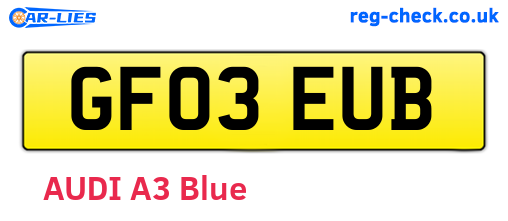 GF03EUB are the vehicle registration plates.
