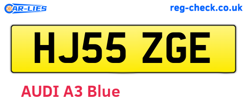 HJ55ZGE are the vehicle registration plates.