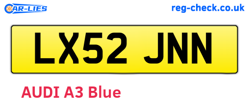 LX52JNN are the vehicle registration plates.