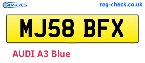 MJ58BFX are the vehicle registration plates.