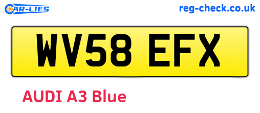 WV58EFX are the vehicle registration plates.