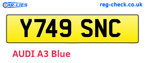 Y749SNC are the vehicle registration plates.