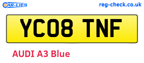 YC08TNF are the vehicle registration plates.