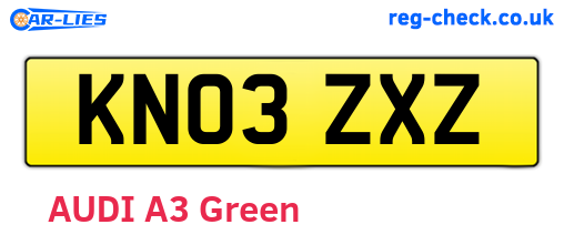 KN03ZXZ are the vehicle registration plates.