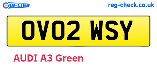 OV02WSY are the vehicle registration plates.