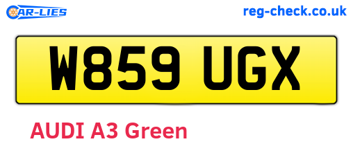 W859UGX are the vehicle registration plates.