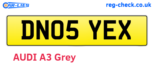 DN05YEX are the vehicle registration plates.