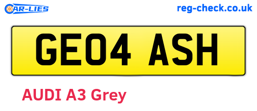 GE04ASH are the vehicle registration plates.