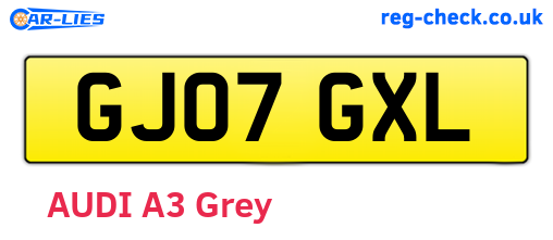 GJ07GXL are the vehicle registration plates.