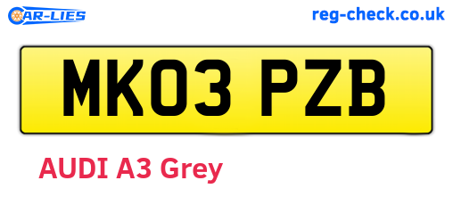 MK03PZB are the vehicle registration plates.