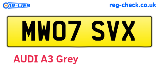 MW07SVX are the vehicle registration plates.