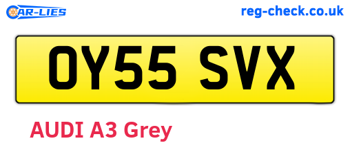 OY55SVX are the vehicle registration plates.