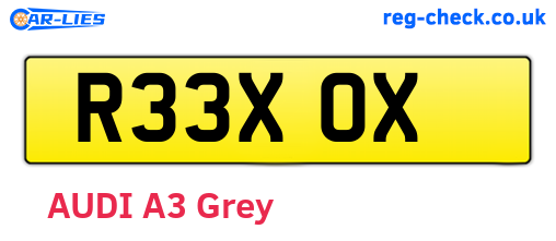 R33XOX are the vehicle registration plates.